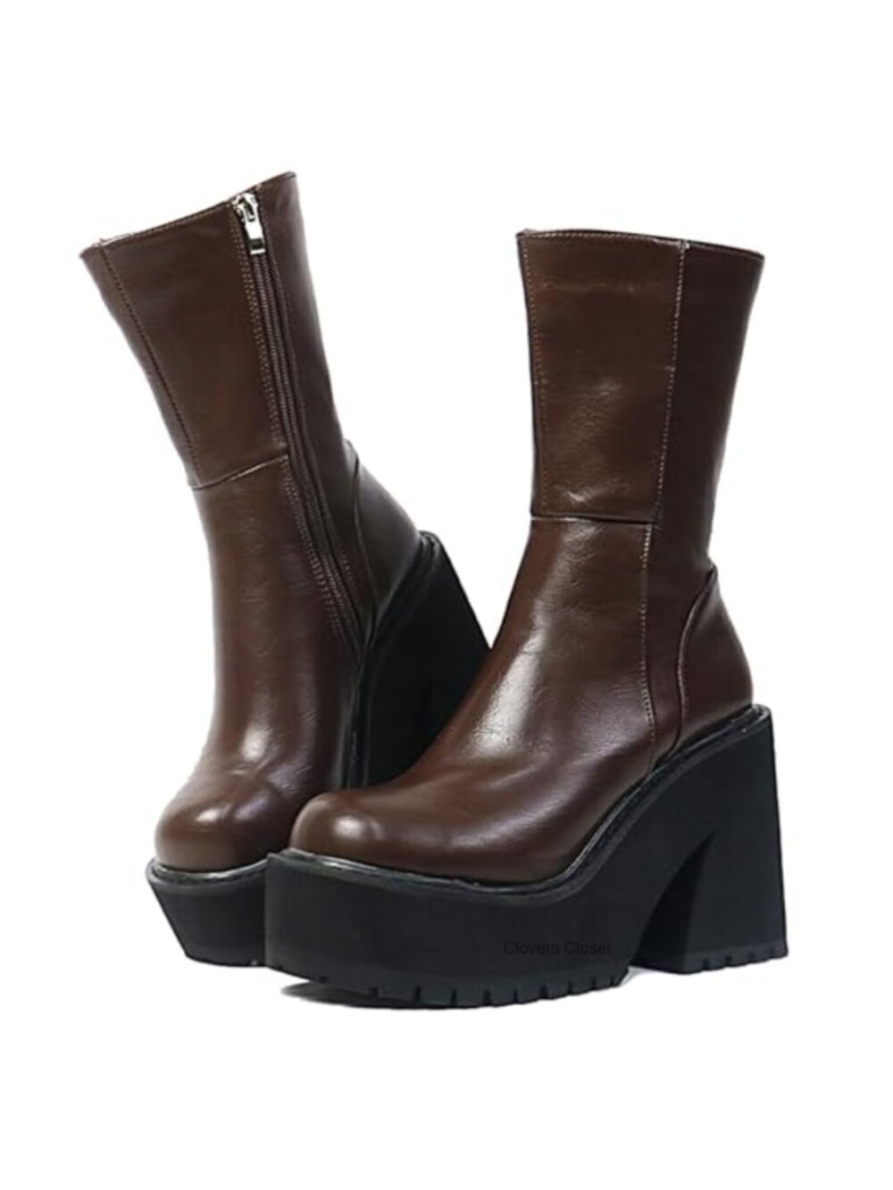 Chunky Platform Ankle Boots for Women Goth Punk Lace Up Wedge Heel